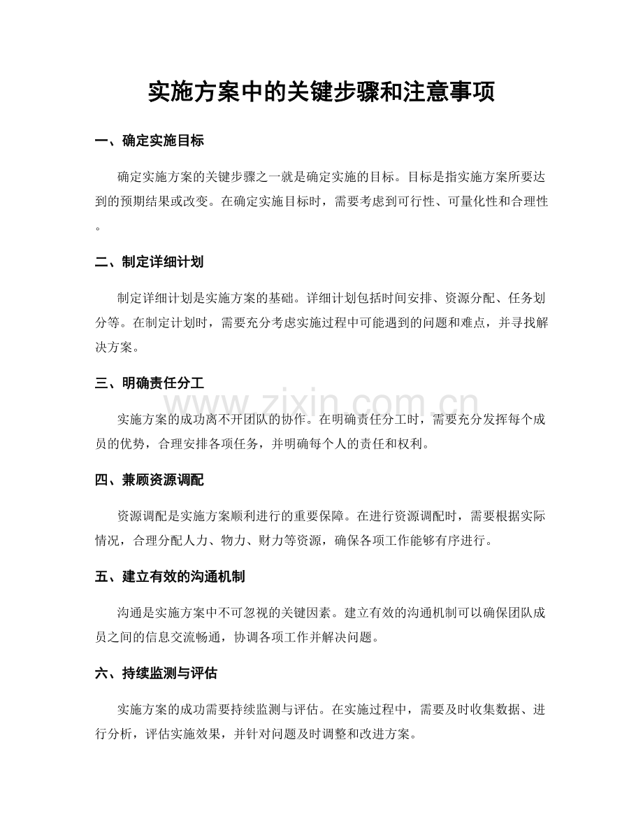 实施方案中的关键步骤和注意事项.docx_第1页