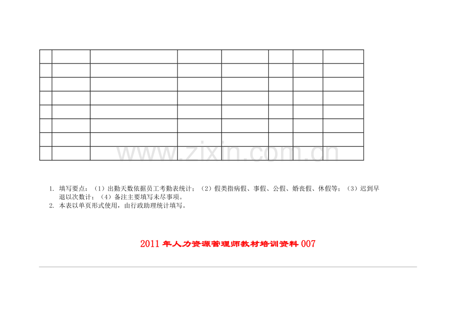 人力资源管理行业内部资料hr034月度考勤统计表.doc_第2页