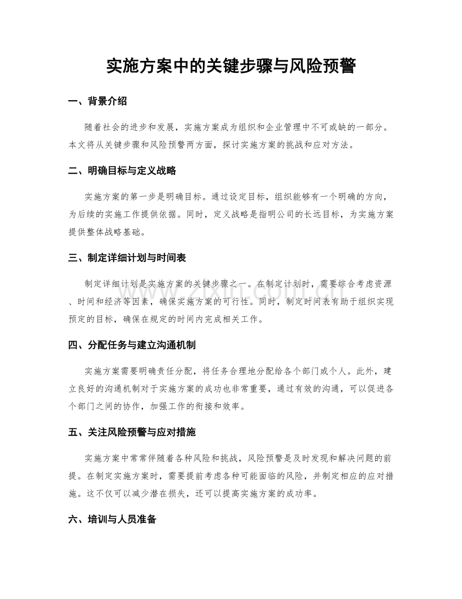 实施方案中的关键步骤与风险预警.docx_第1页