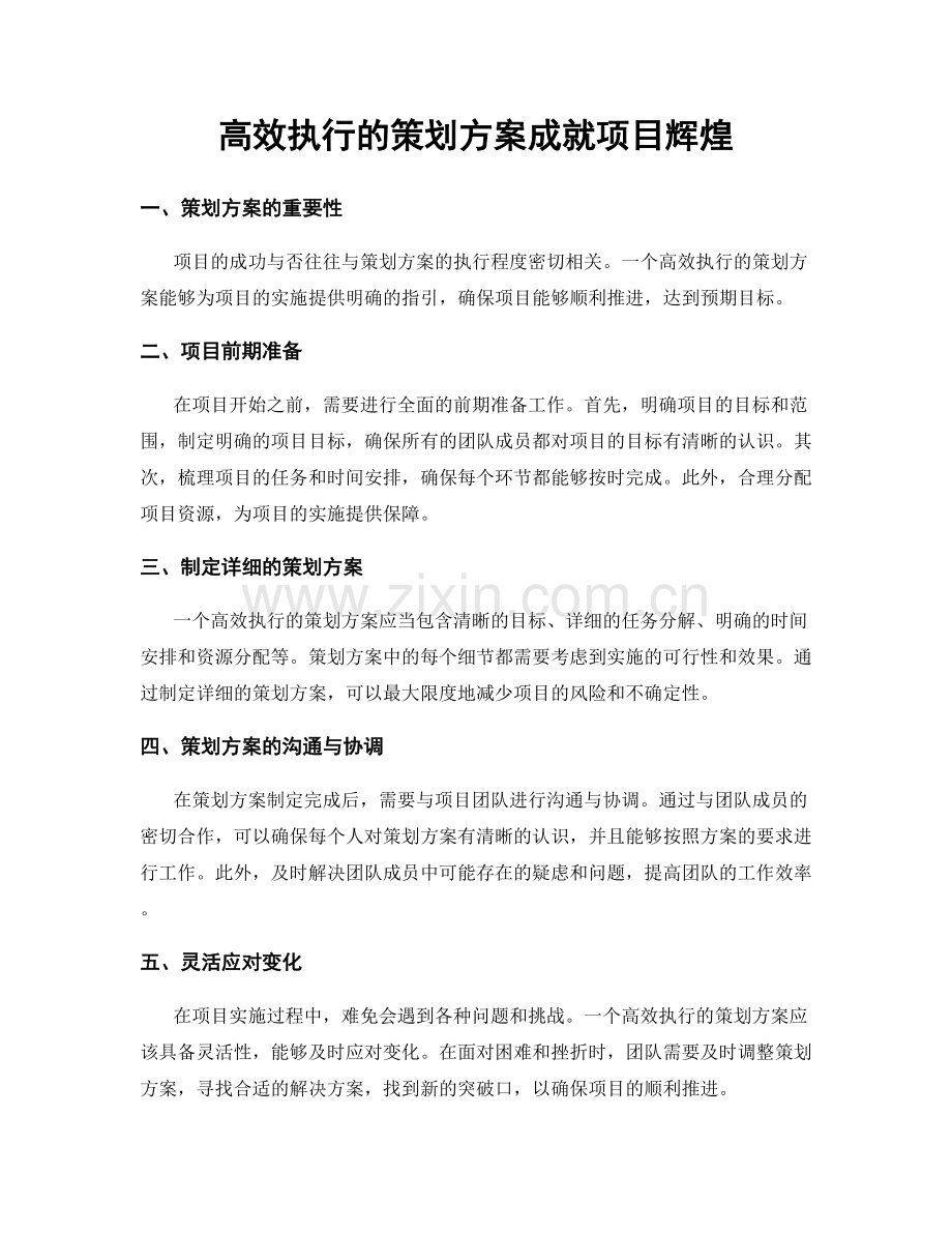 高效执行的策划方案成就项目辉煌.docx_第1页