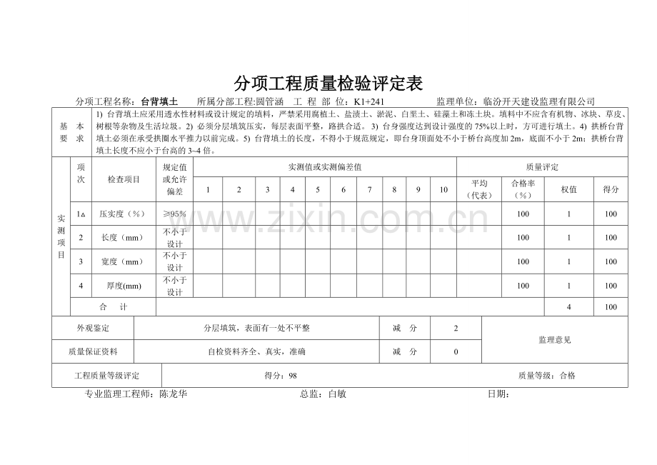 公路工程圆管涵质量评定表格.docx_第3页