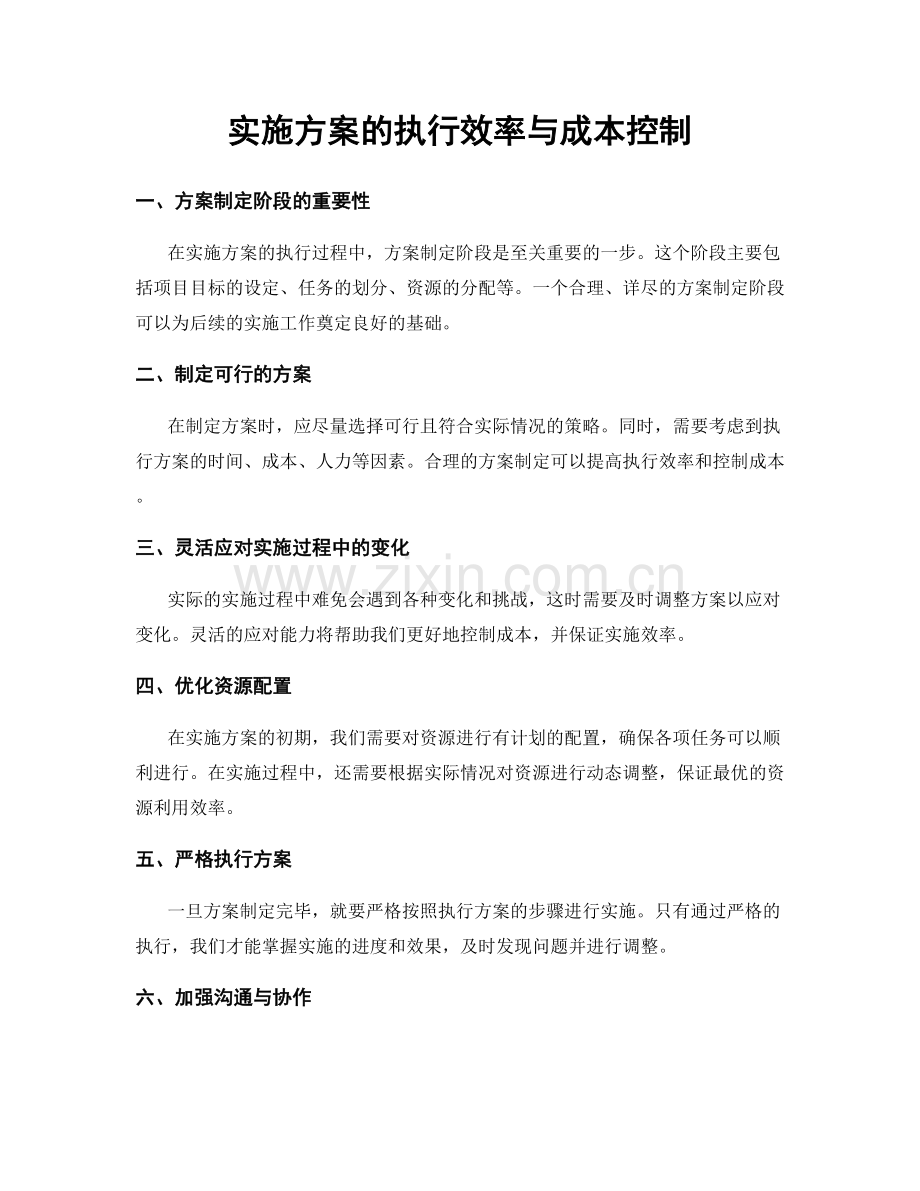 实施方案的执行效率与成本控制.docx_第1页