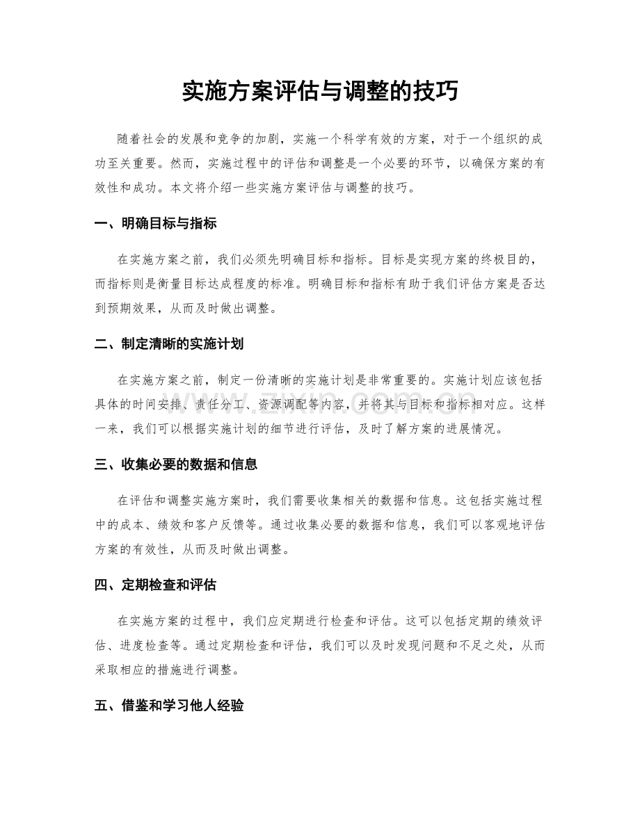 实施方案评估与调整的技巧.docx_第1页