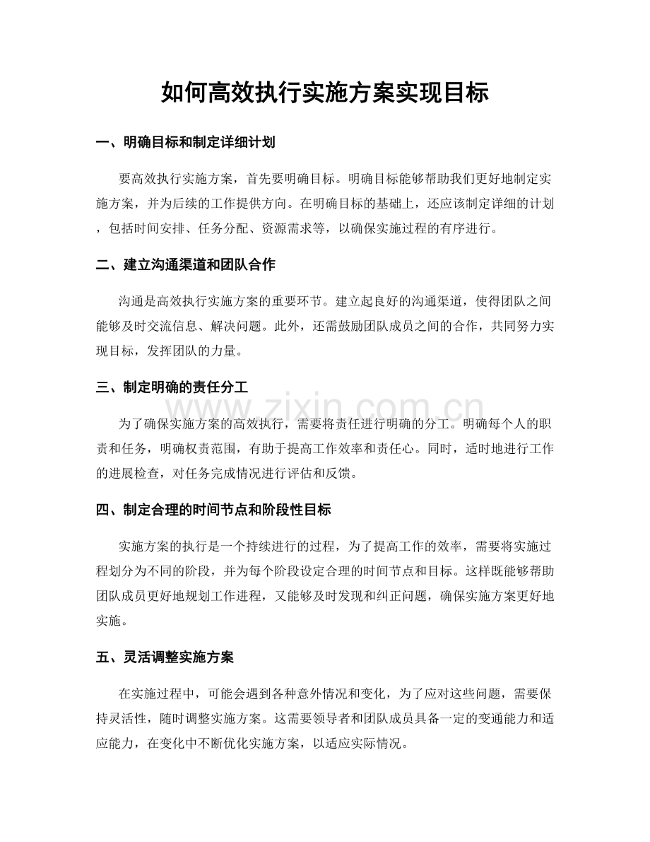 如何高效执行实施方案实现目标.docx_第1页