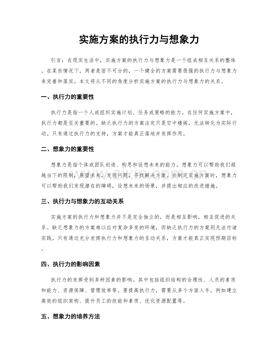 实施方案的执行力与想象力.docx_第1页