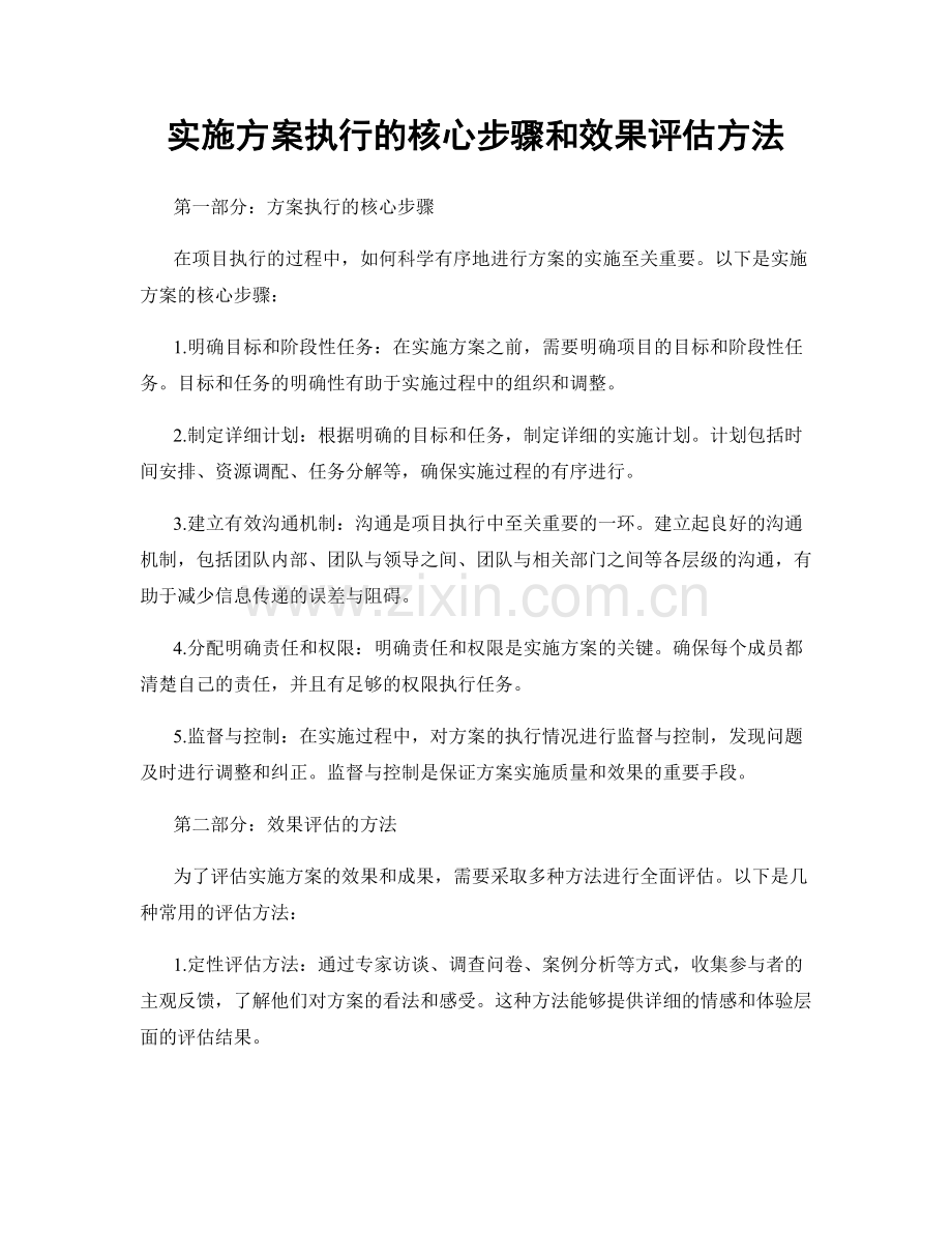 实施方案执行的核心步骤和效果评估方法.docx_第1页