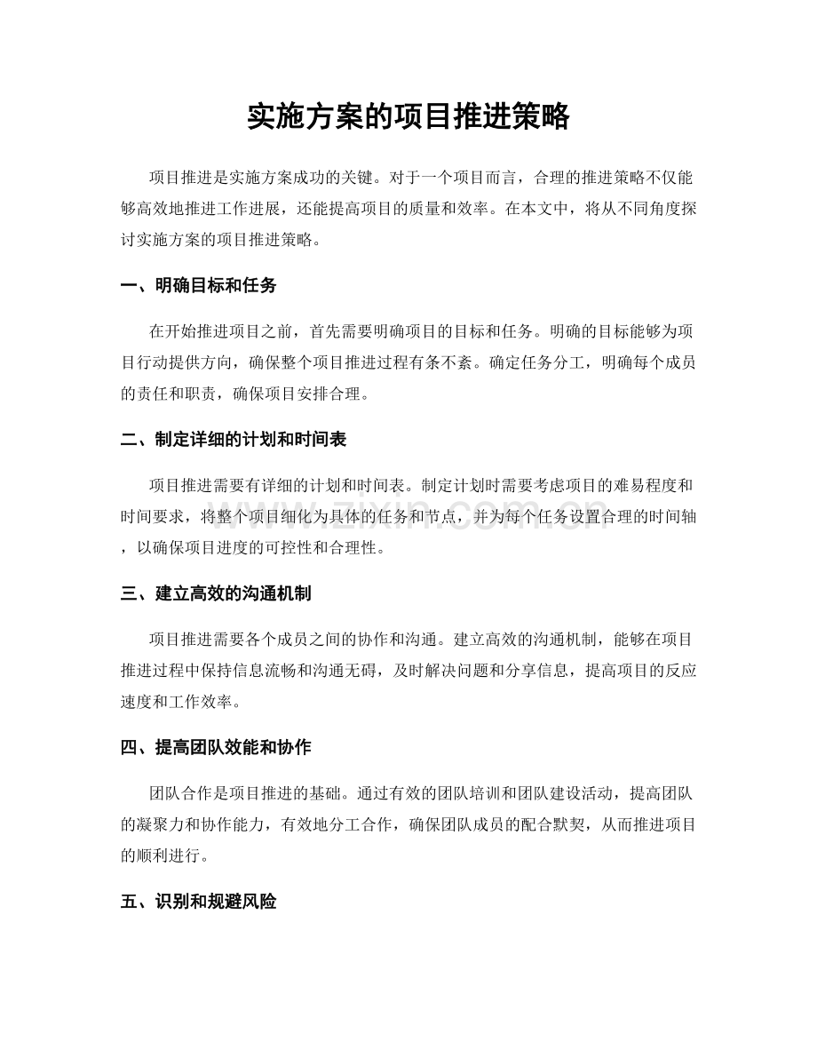 实施方案的项目推进策略.docx_第1页