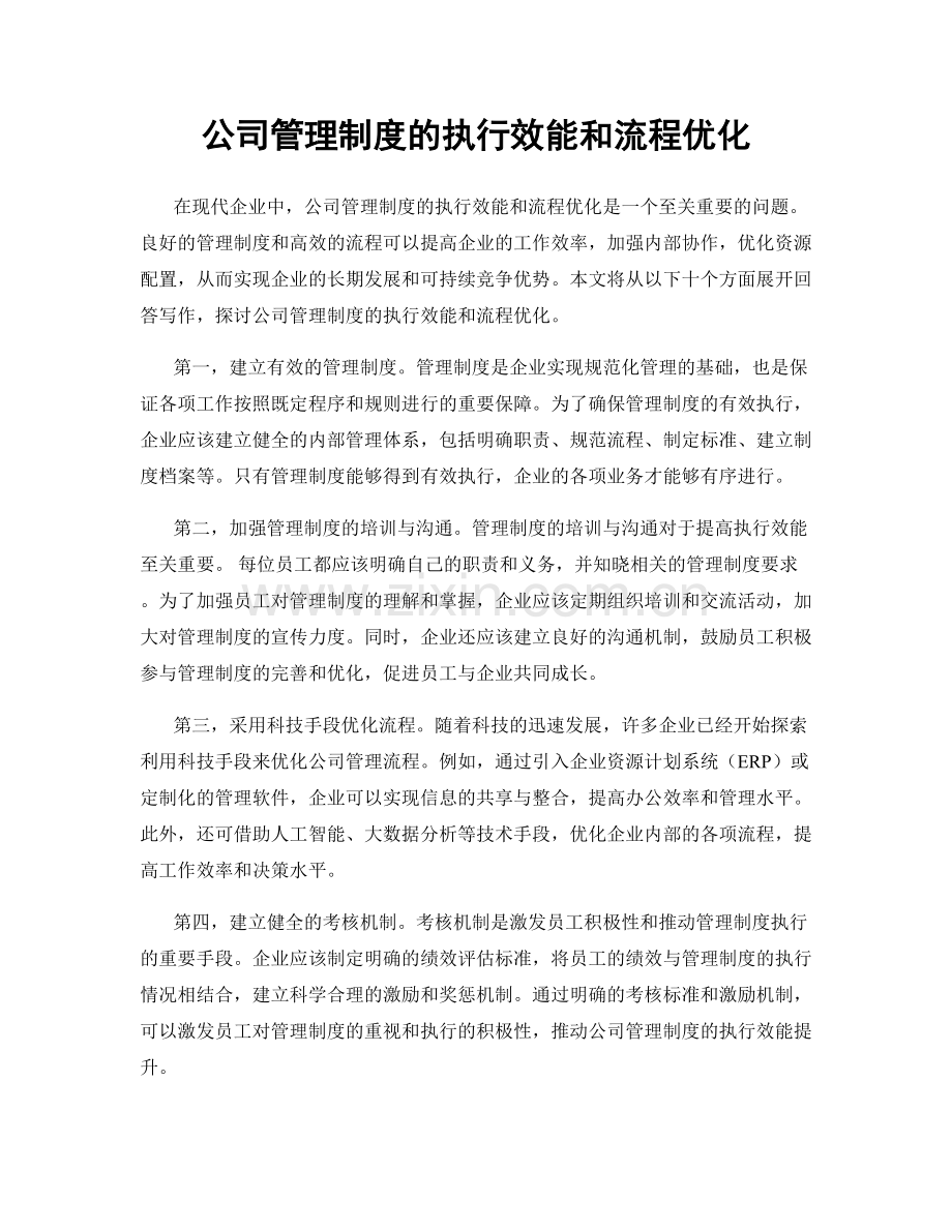 公司管理制度的执行效能和流程优化.docx_第1页