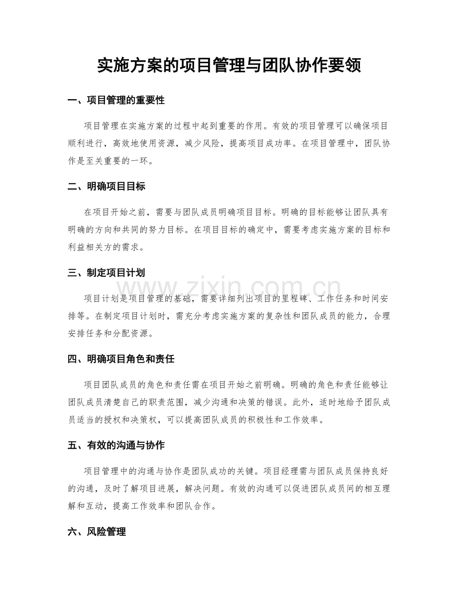 实施方案的项目管理与团队协作要领.docx_第1页