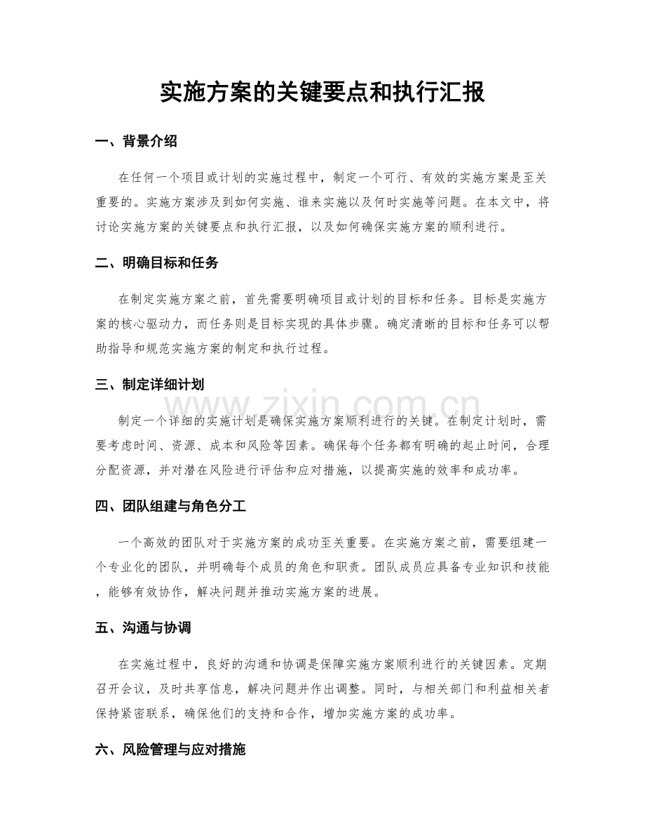 实施方案的关键要点和执行汇报.docx_第1页