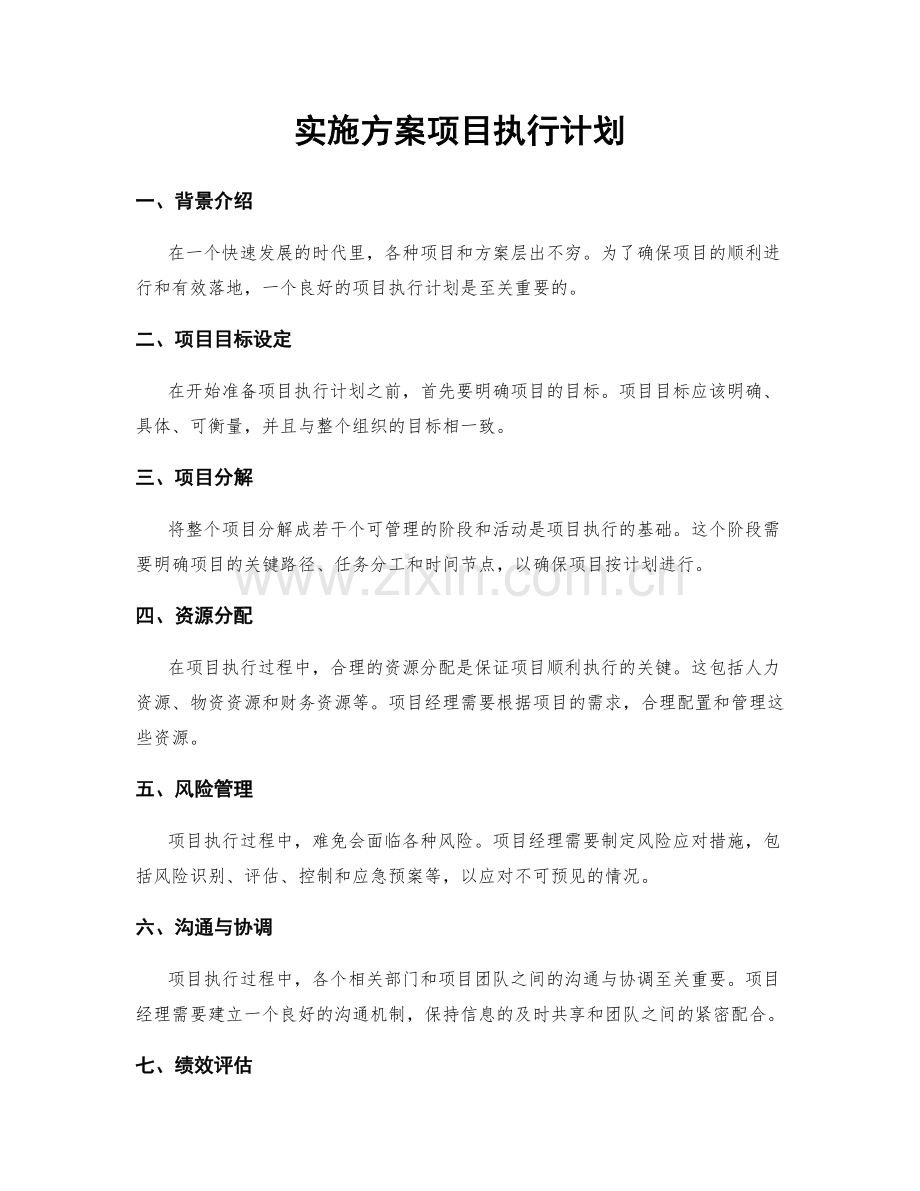 实施方案项目执行计划.docx_第1页