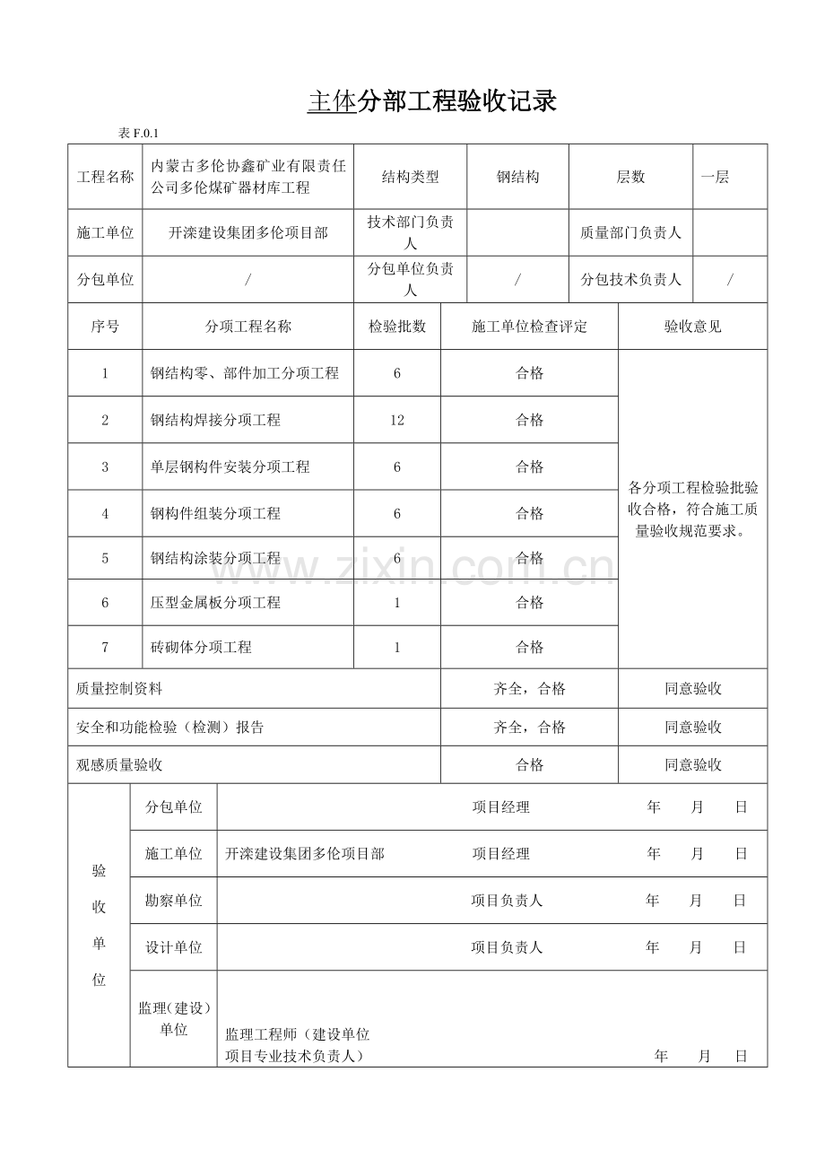 分部工程验收记录全套.doc_第1页