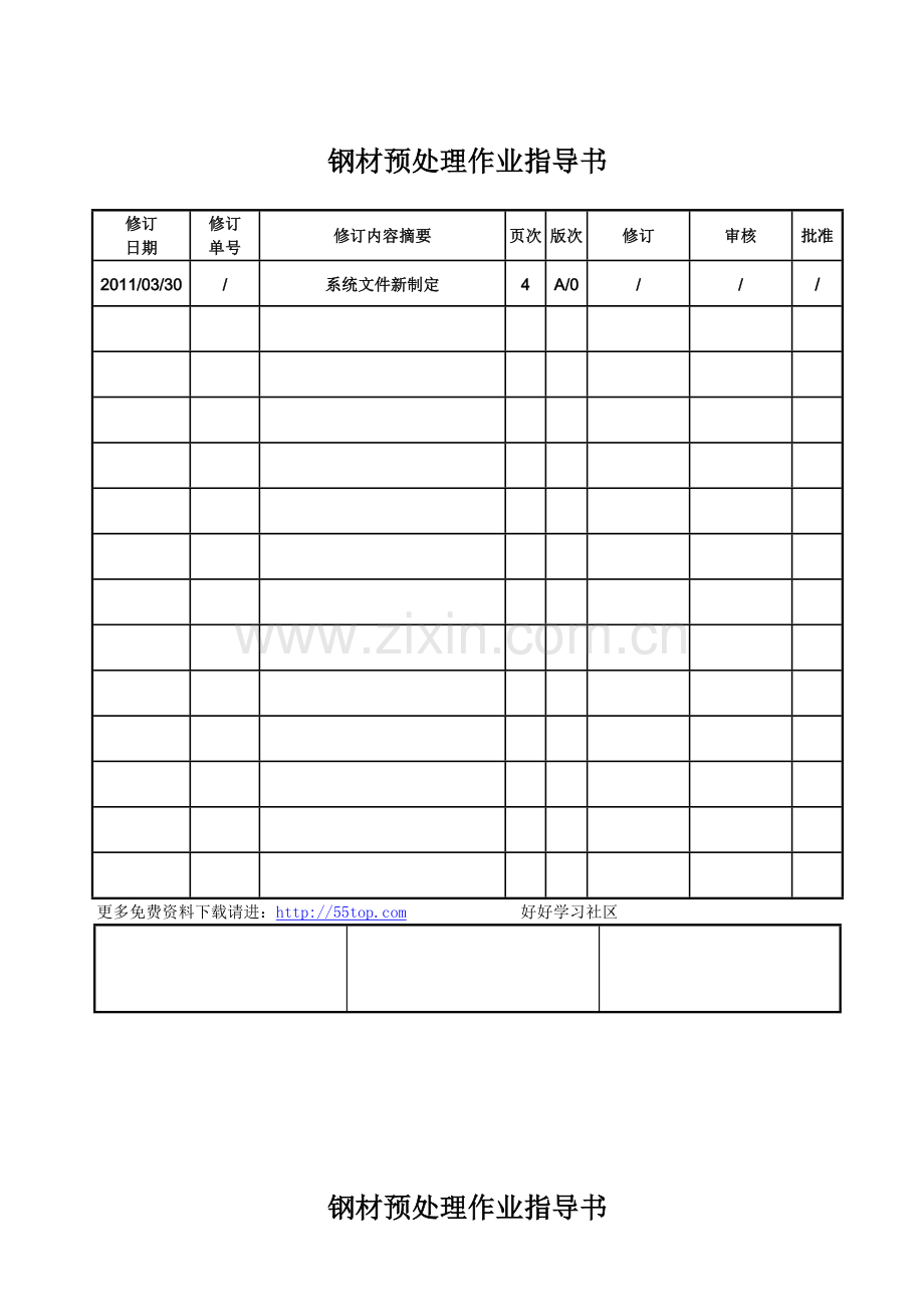 船舶钢材预处理作业指导书.docx_第1页