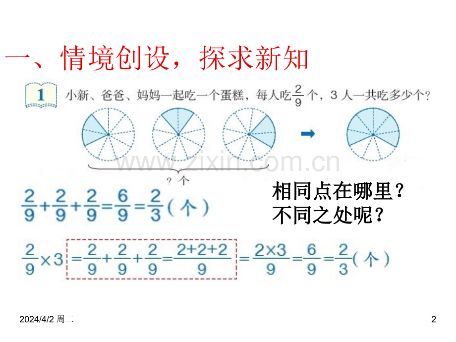 人教版六年级数学上册分数乘整数.pptx_第2页