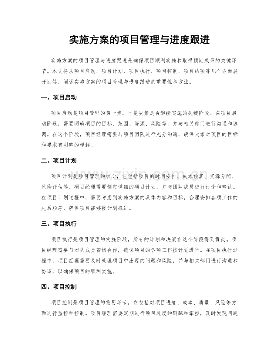 实施方案的项目管理与进度跟进.docx_第1页