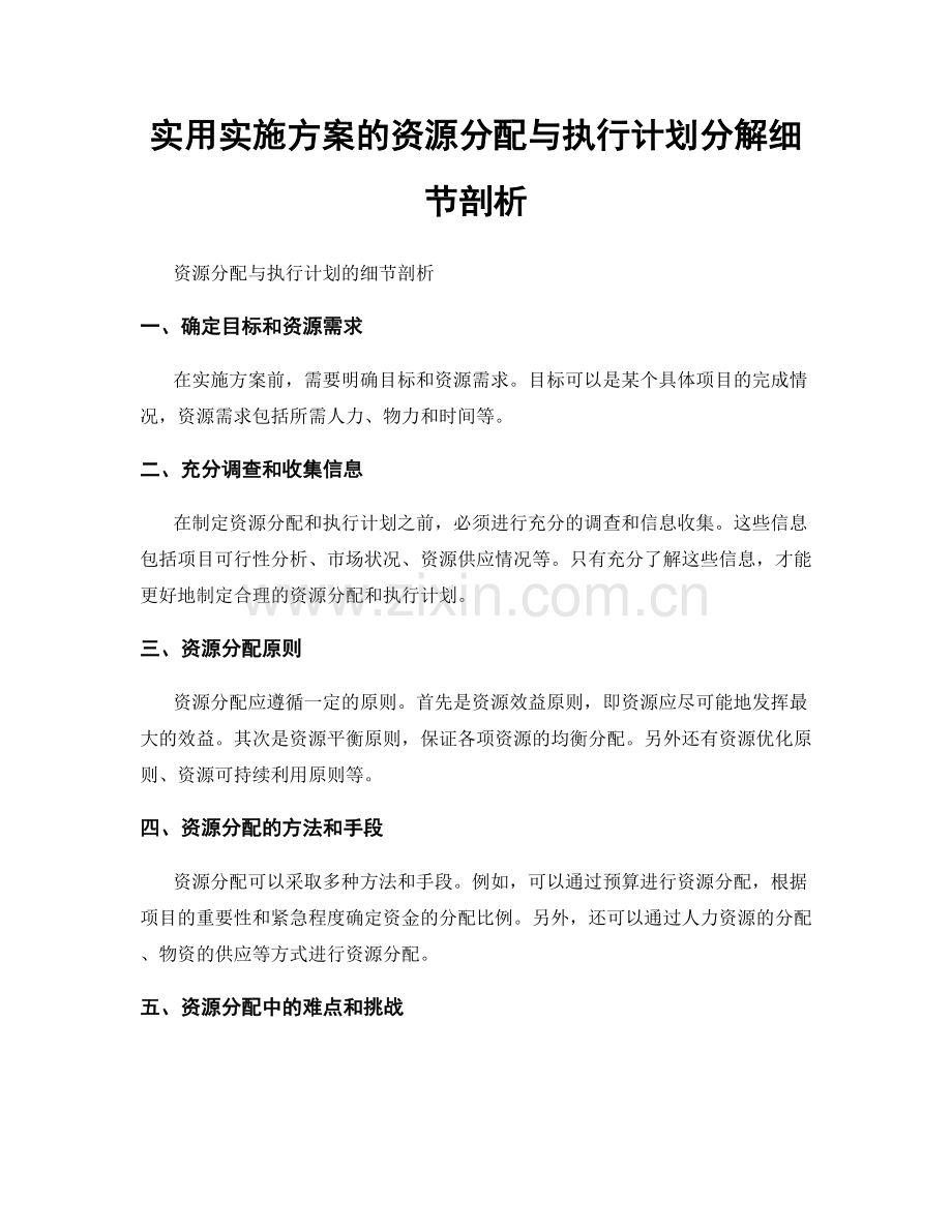 实用实施方案的资源分配与执行计划分解细节剖析.docx_第1页