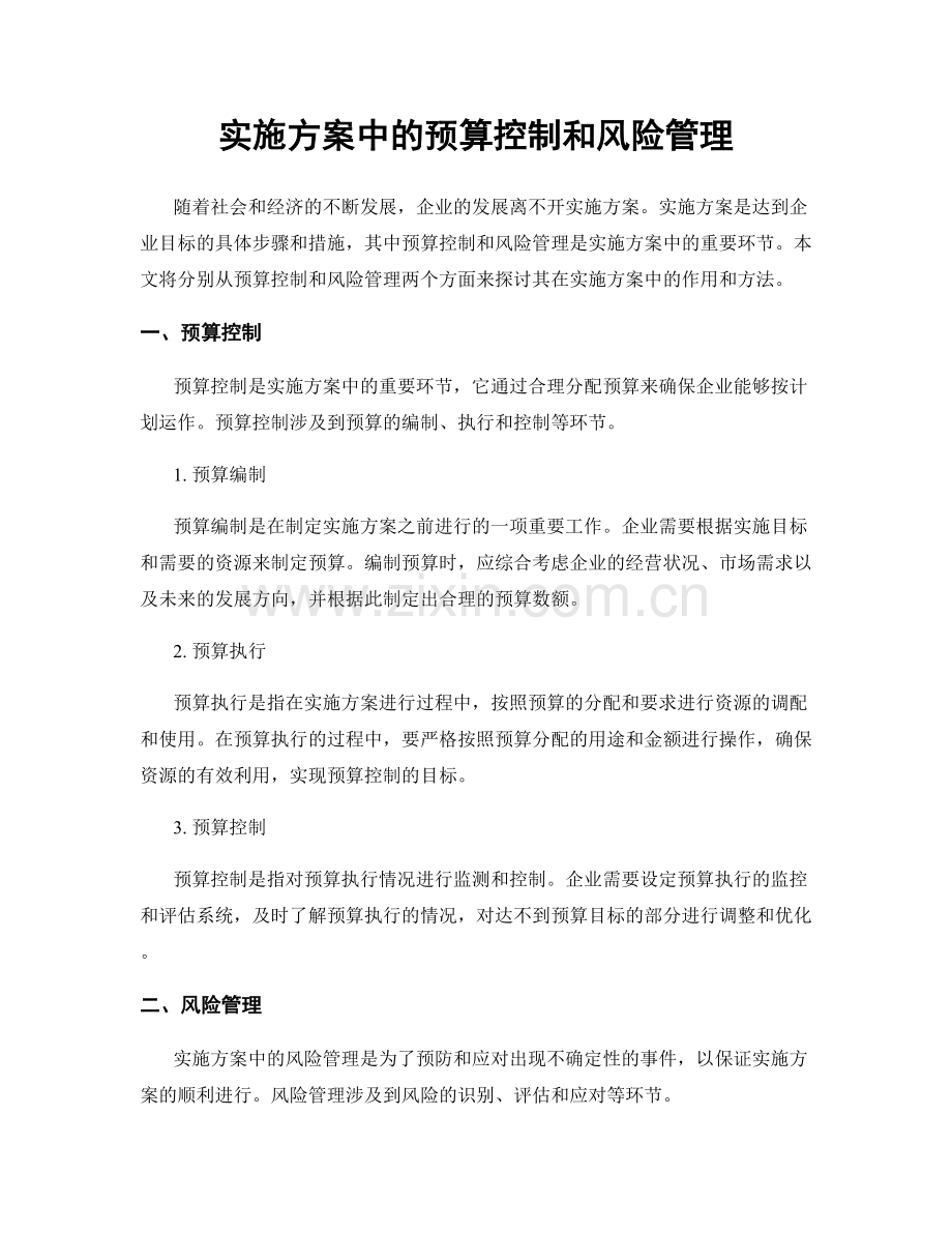 实施方案中的预算控制和风险管理.docx_第1页