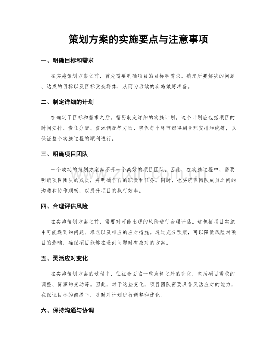 策划方案的实施要点与注意事项.docx_第1页