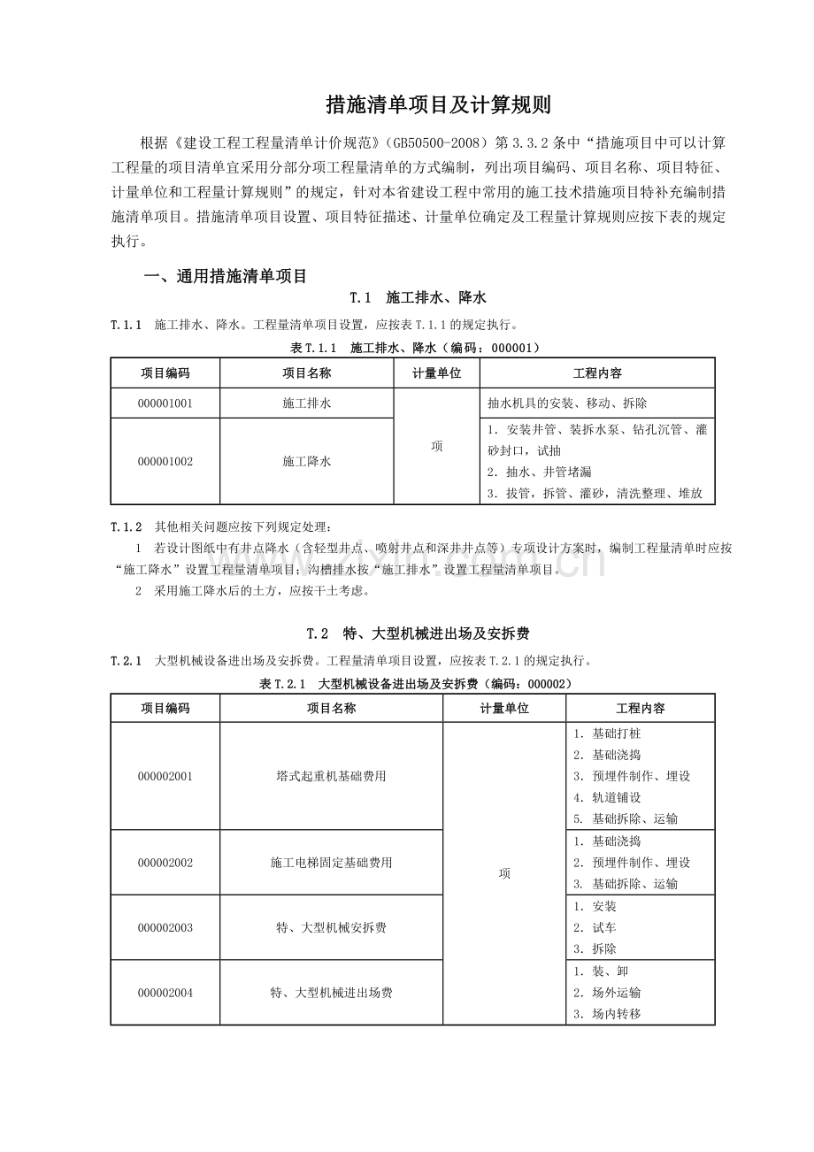 08工程量清单规范措施清单项目及计算规则浙江省补充1.doc_第1页