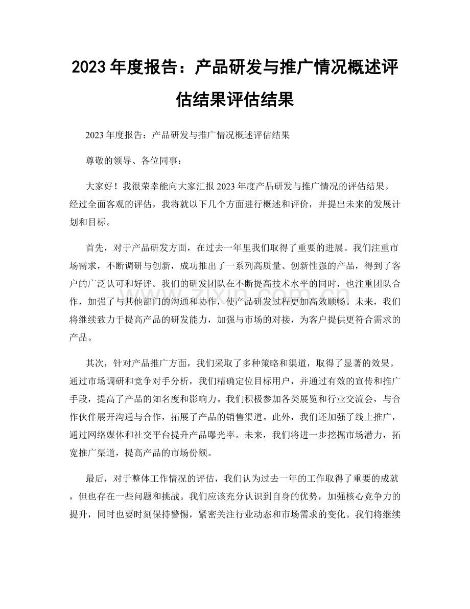 2023年度报告：产品研发与推广情况概述评估结果评估结果.docx_第1页