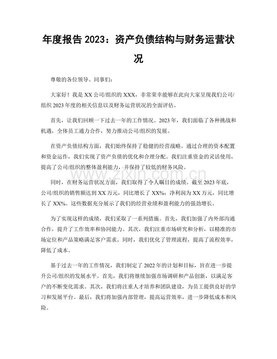 年度报告2023：资产负债结构与财务运营状况.docx_第1页