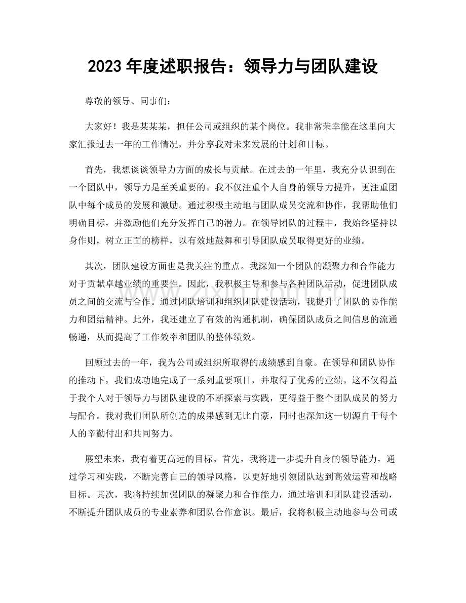 2023年度述职报告：领导力与团队建设.docx_第1页