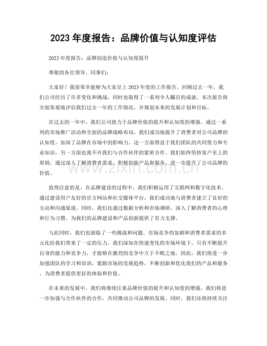 2023年度报告：品牌价值与认知度评估.docx_第1页