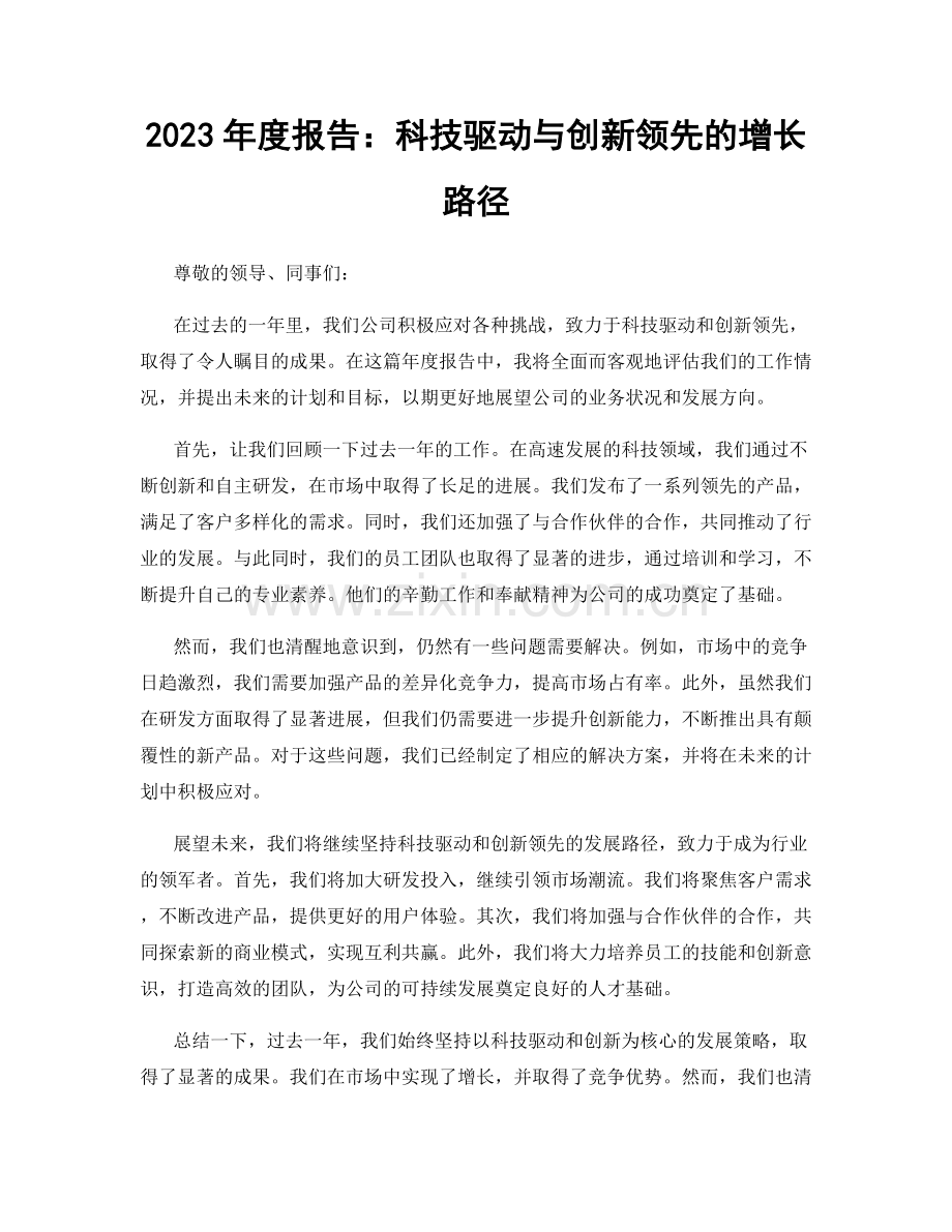 2023年度报告：科技驱动与创新领先的增长路径.docx_第1页