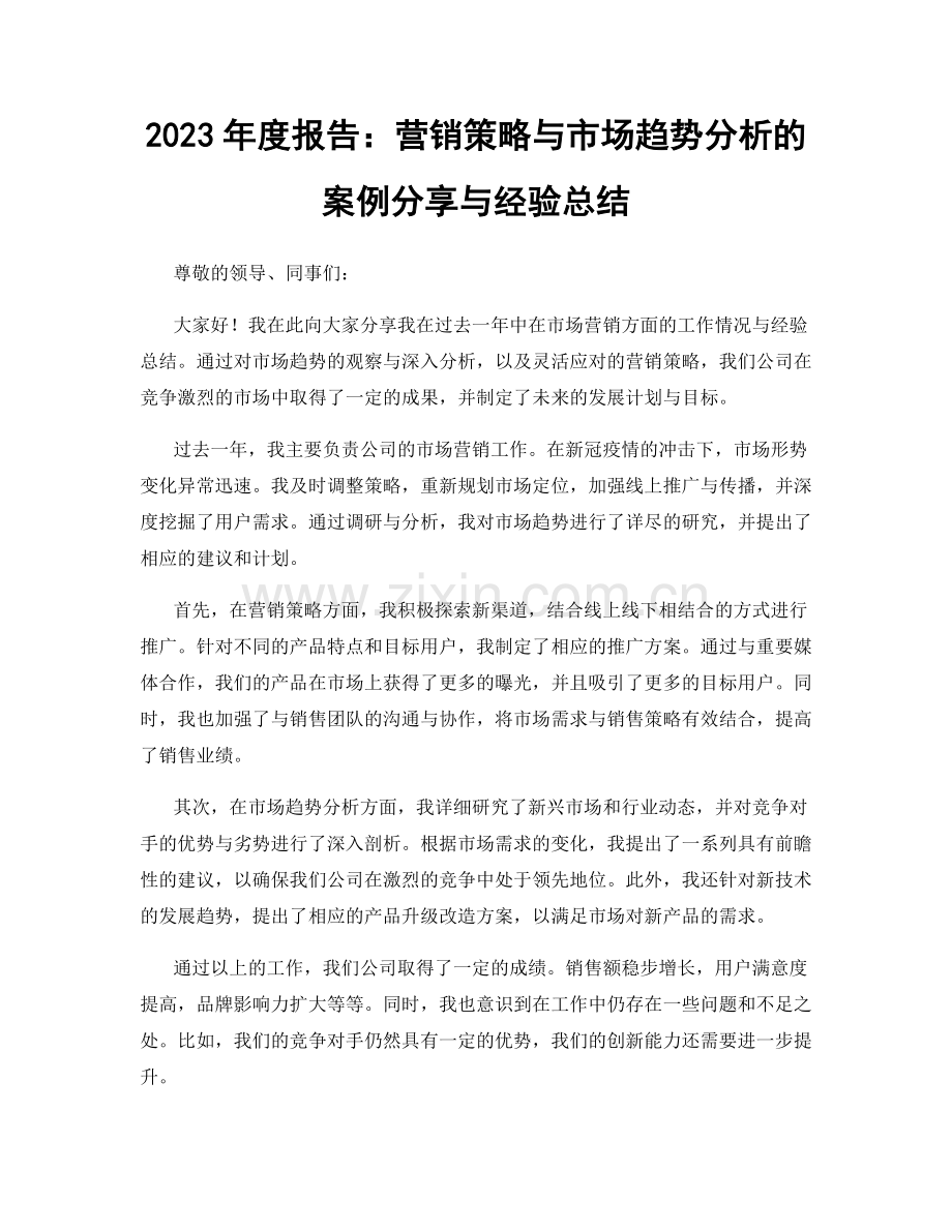 2023年度报告：营销策略与市场趋势分析的案例分享与经验总结.docx_第1页