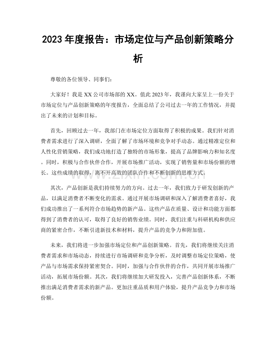 2023年度报告：市场定位与产品创新策略分析.docx_第1页