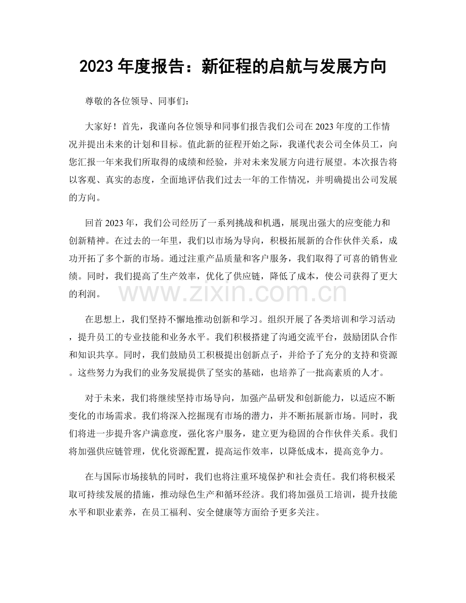 2023年度报告：新征程的启航与发展方向.docx_第1页