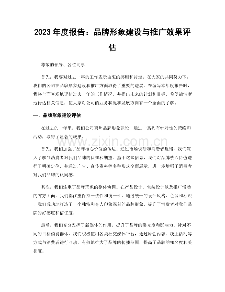 2023年度报告：品牌形象建设与推广效果评估.docx_第1页