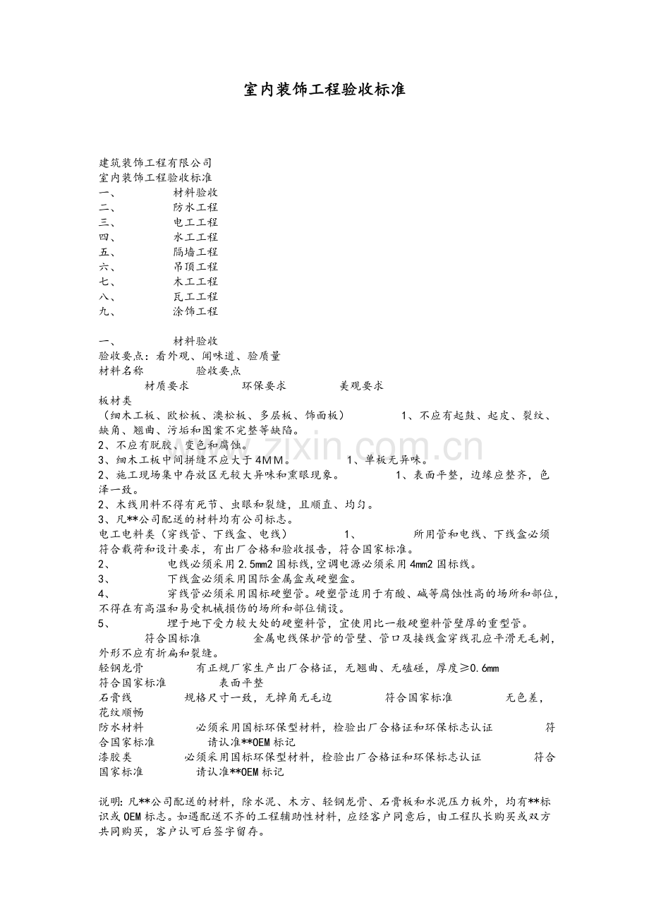 室内装饰工程验收标准.doc_第1页