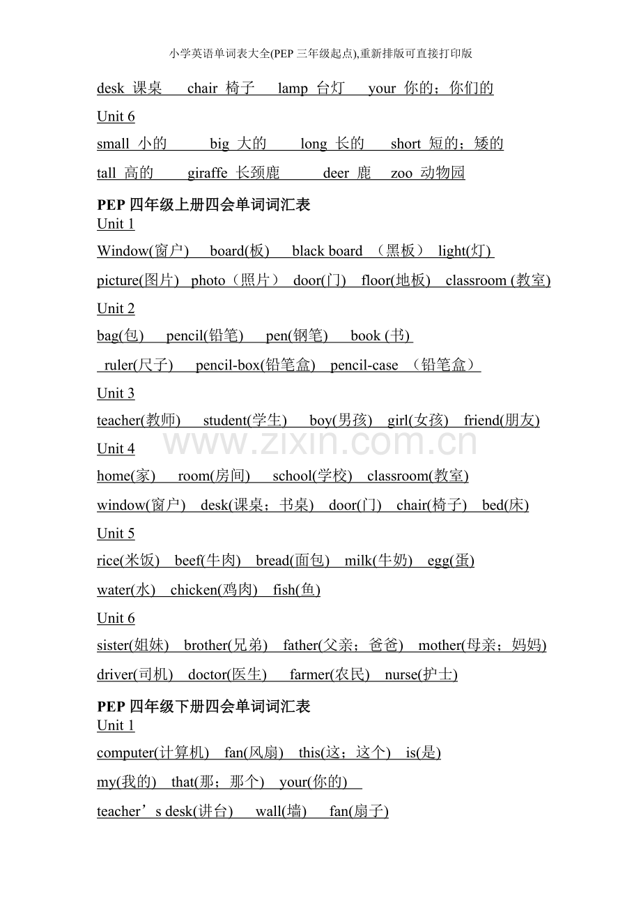 小学英语单词表大全(PEP三年级起点)-重新排版可直接打印版.doc_第3页