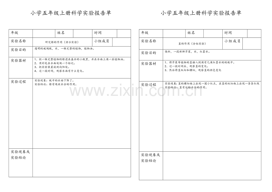 小学科学五年级上册实验报告单.doc_第2页