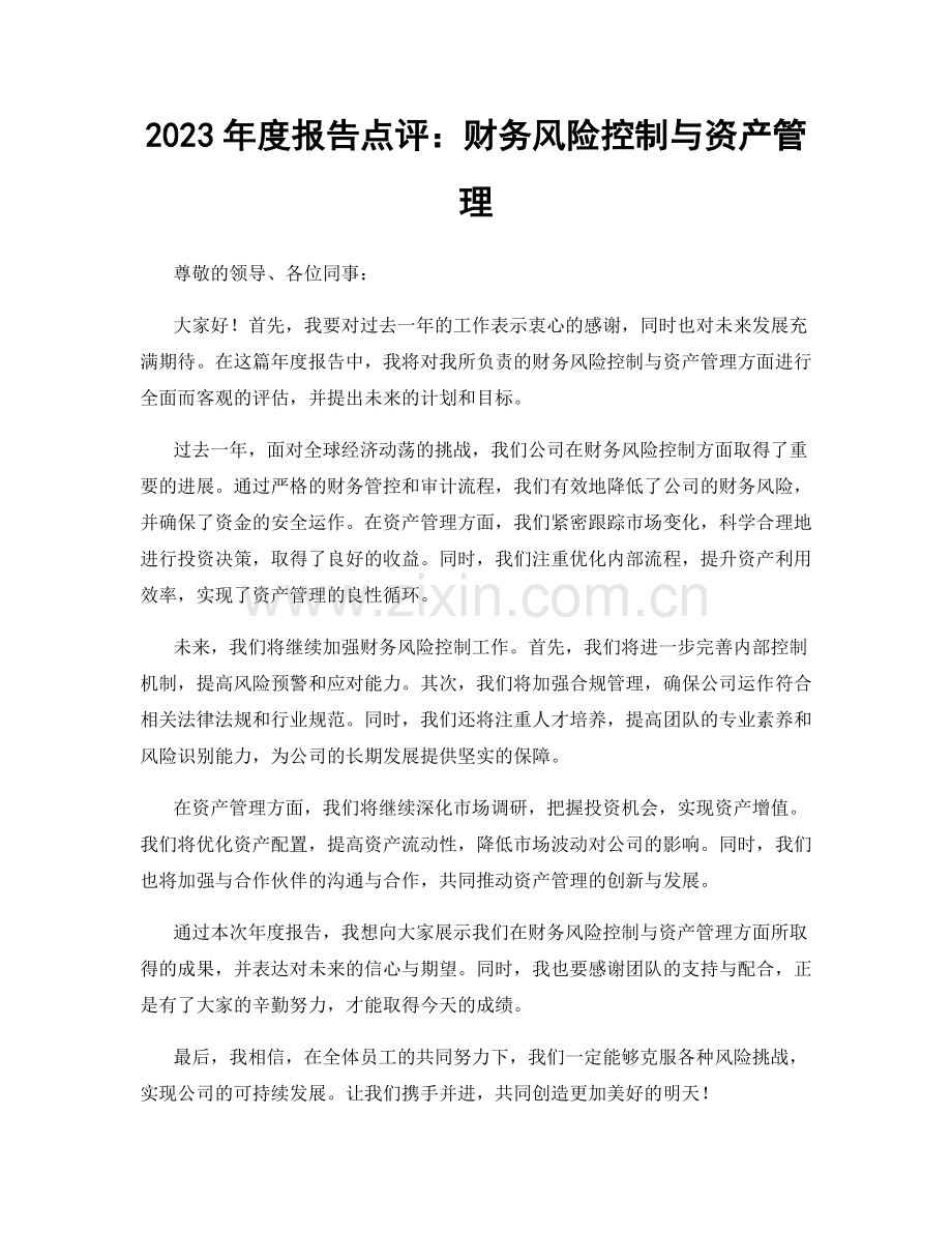 2023年度报告点评：财务风险控制与资产管理.docx_第1页