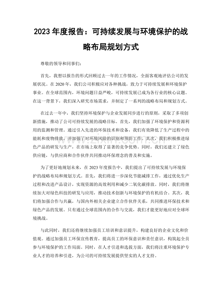 2023年度报告：可持续发展与环境保护的战略布局规划方式.docx_第1页