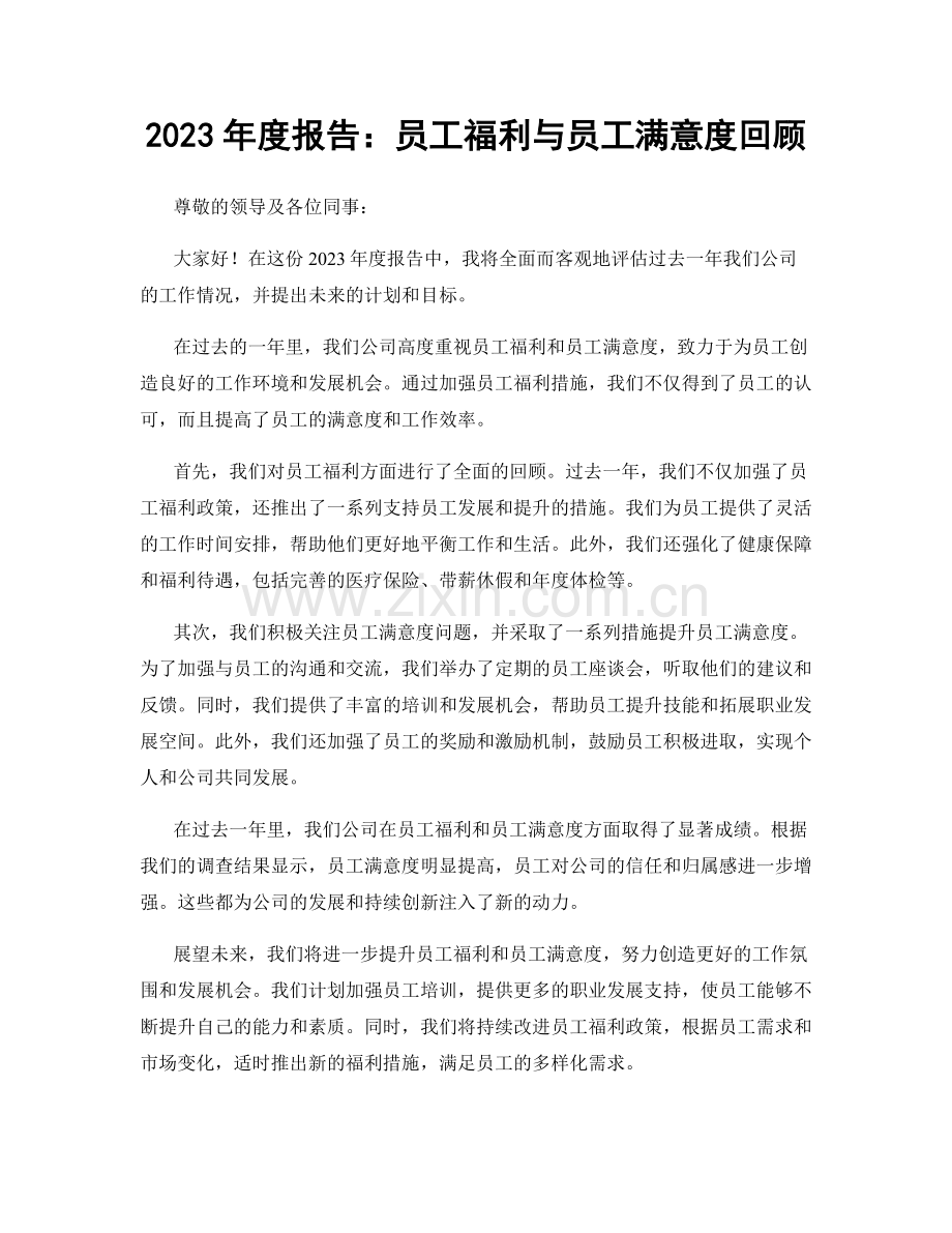 2023年度报告：员工福利与员工满意度回顾.docx_第1页