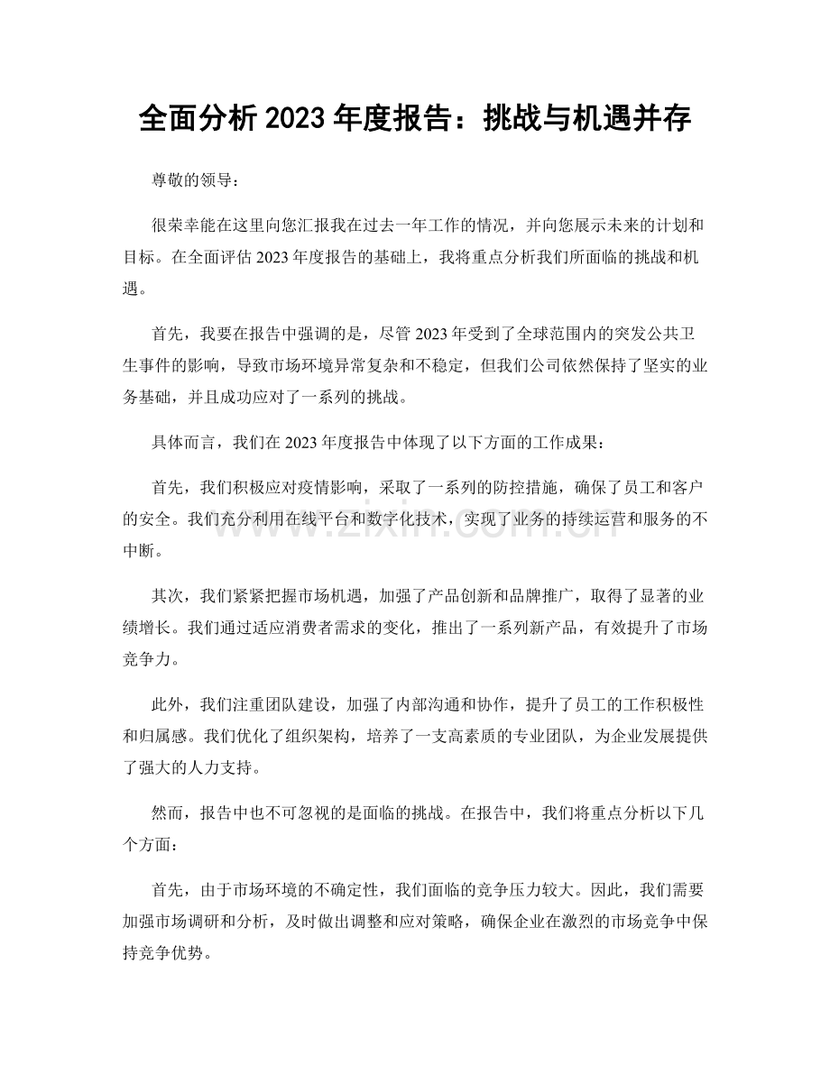 全面分析2023年度报告：挑战与机遇并存.docx_第1页