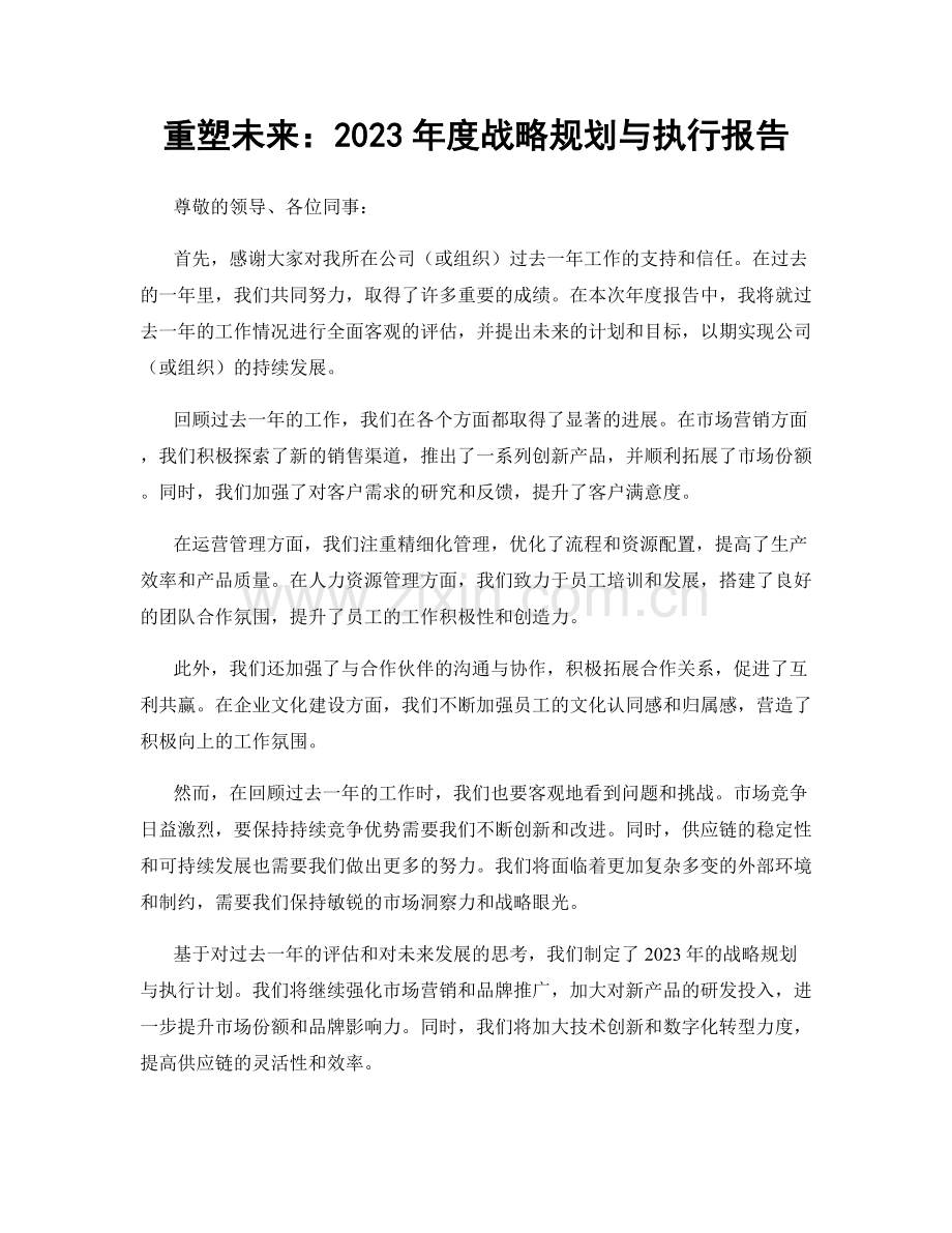 重塑未来：2023年度战略规划与执行报告.docx_第1页