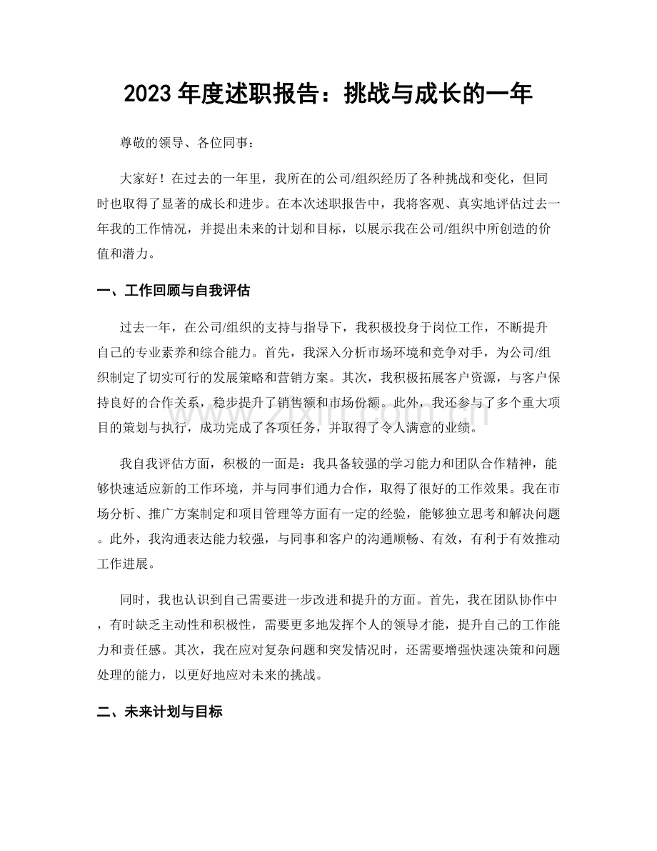 2023年度述职报告：挑战与成长的一年.docx_第1页