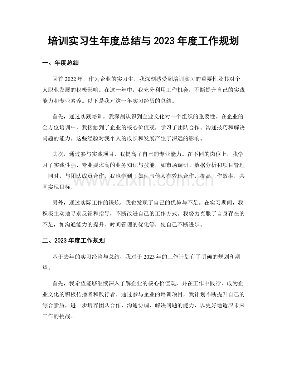 培训实习生年度总结与2023年度工作规划.docx_第1页