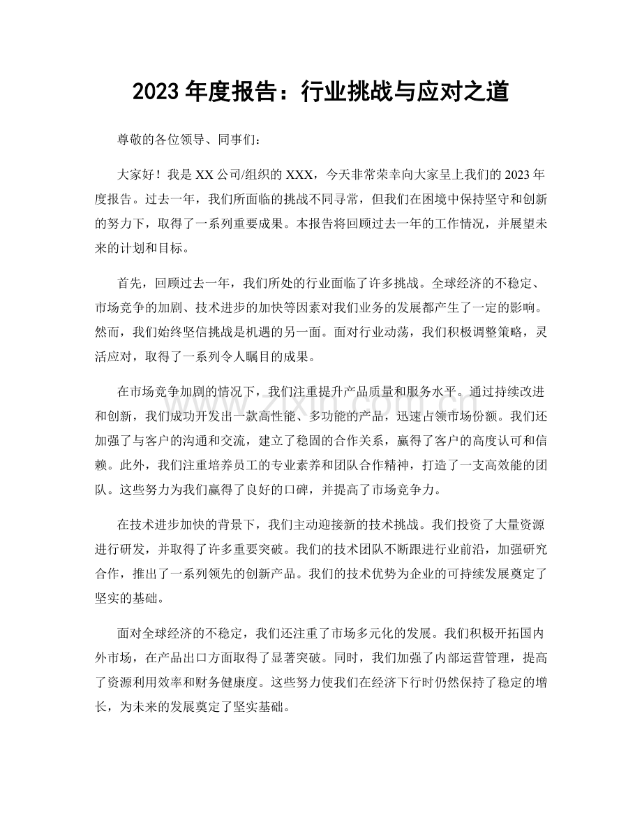 2023年度报告：行业挑战与应对之道.docx_第1页