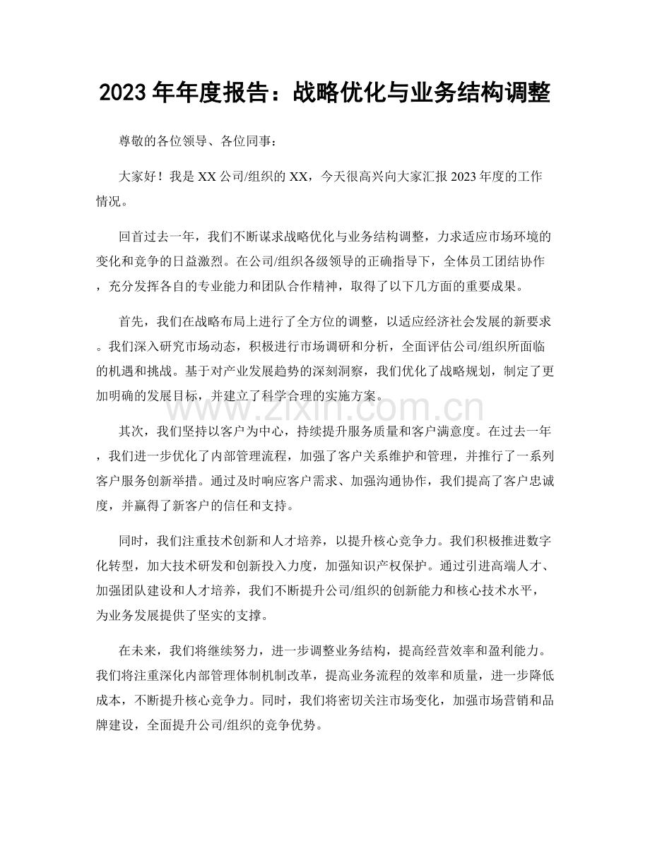 2023年年度报告：战略优化与业务结构调整.docx_第1页