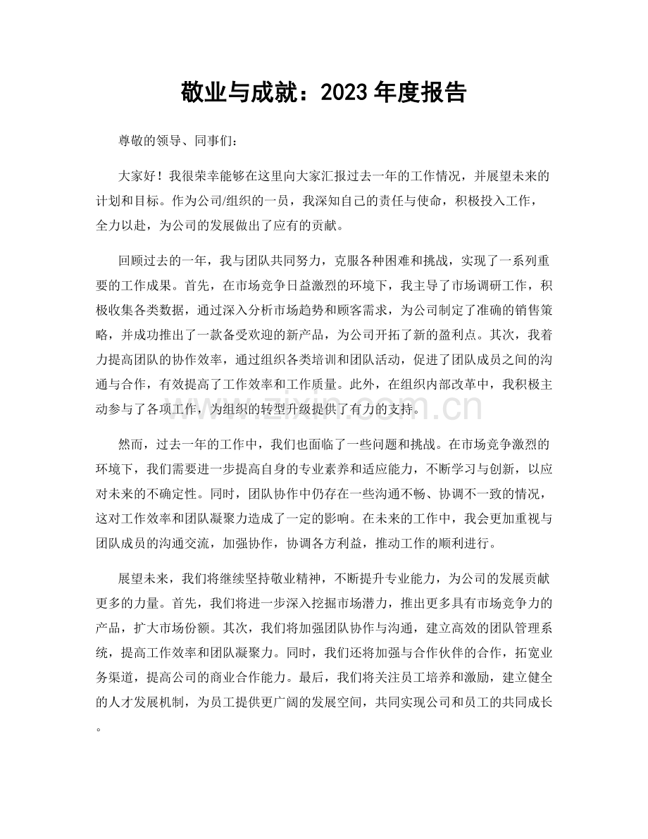 敬业与成就：2023年度报告.docx_第1页