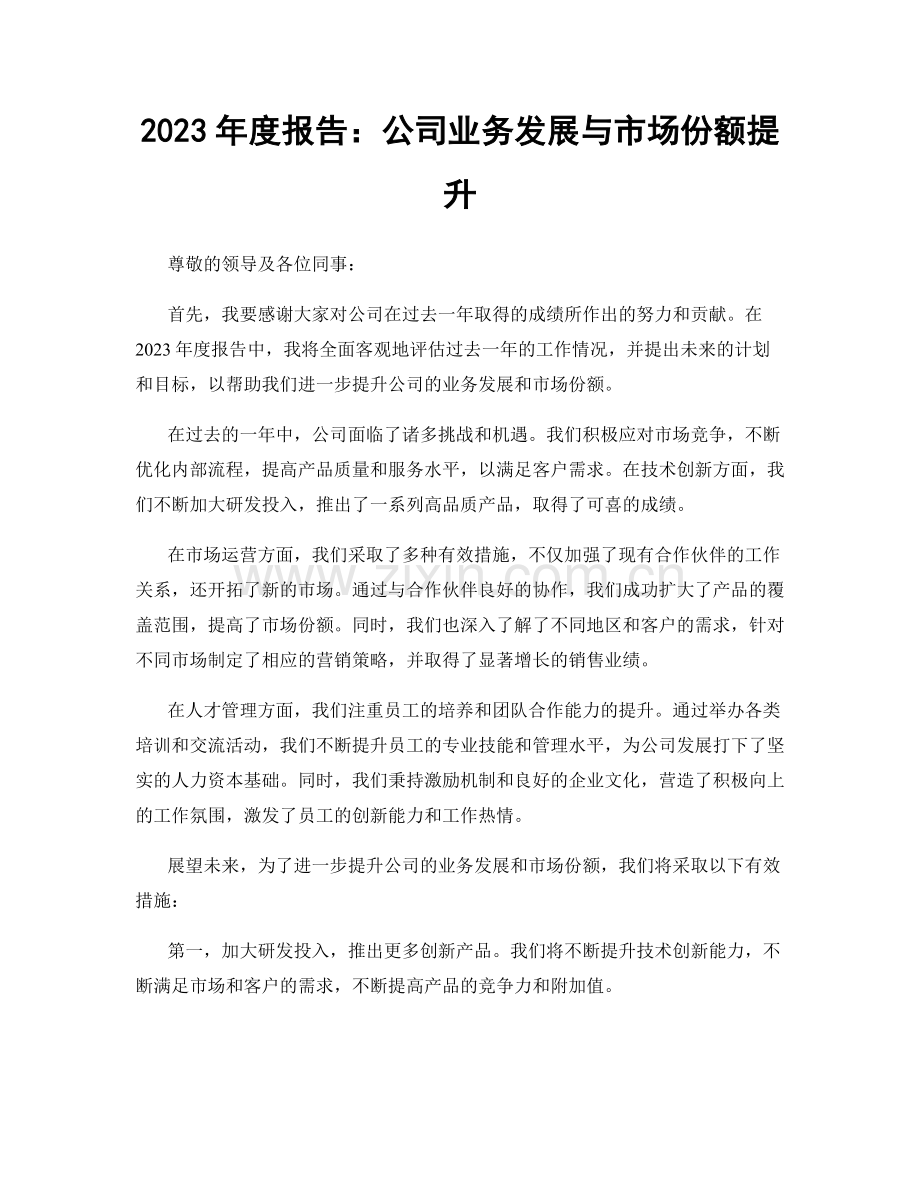 2023年度报告：公司业务发展与市场份额提升.docx_第1页