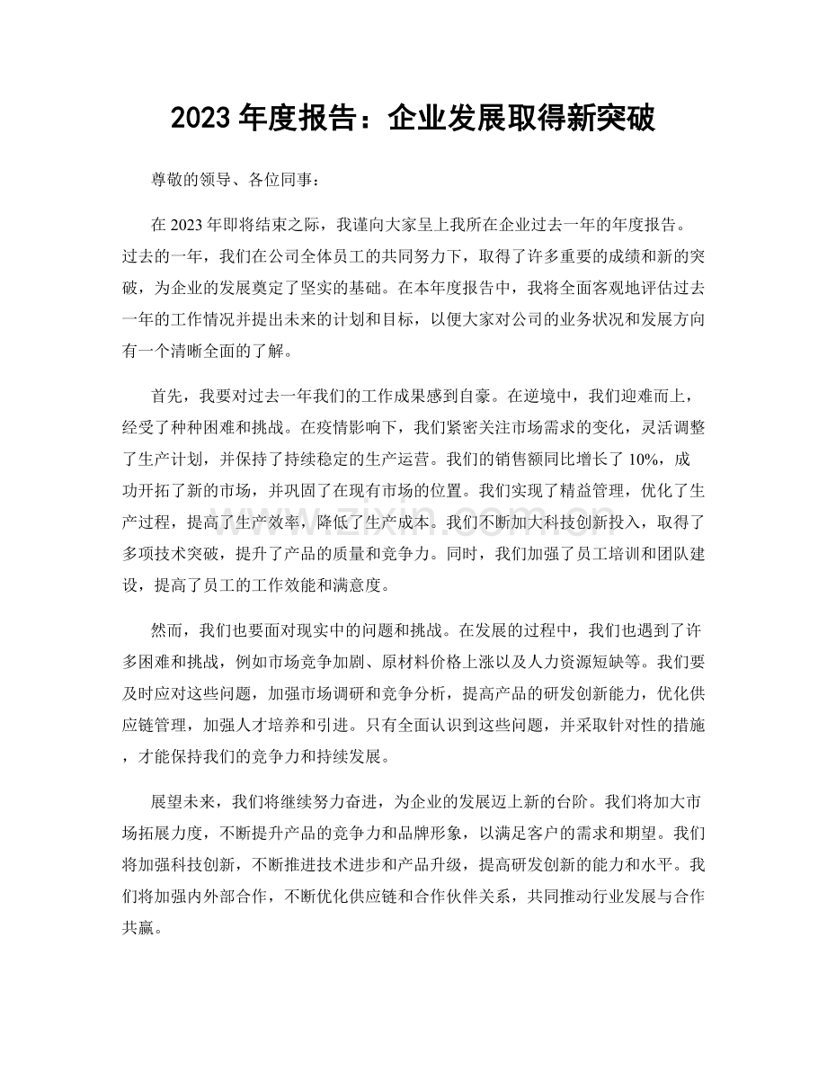 2023年度报告：企业发展取得新突破.docx_第1页