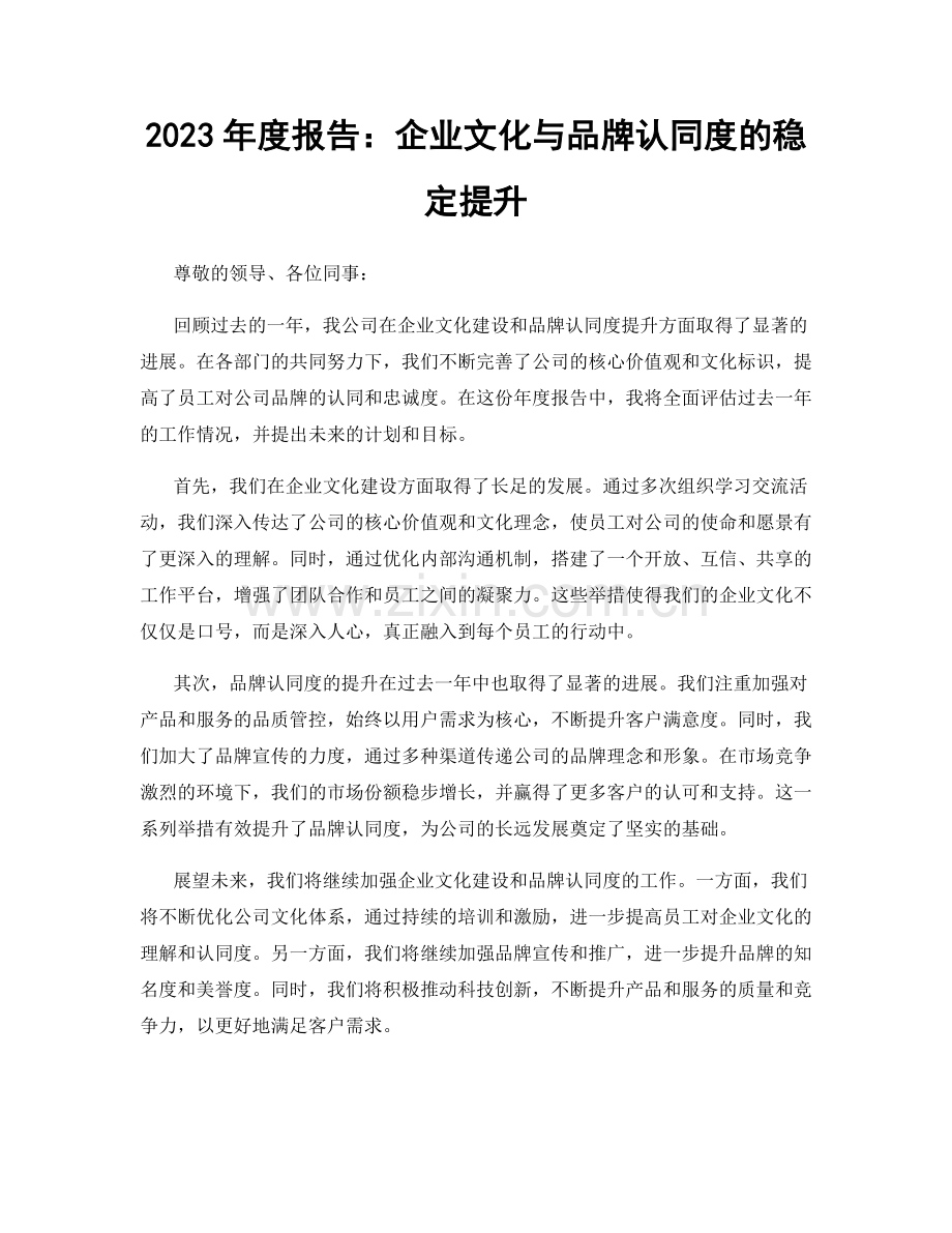 2023年度报告：企业文化与品牌认同度的稳定提升.docx_第1页