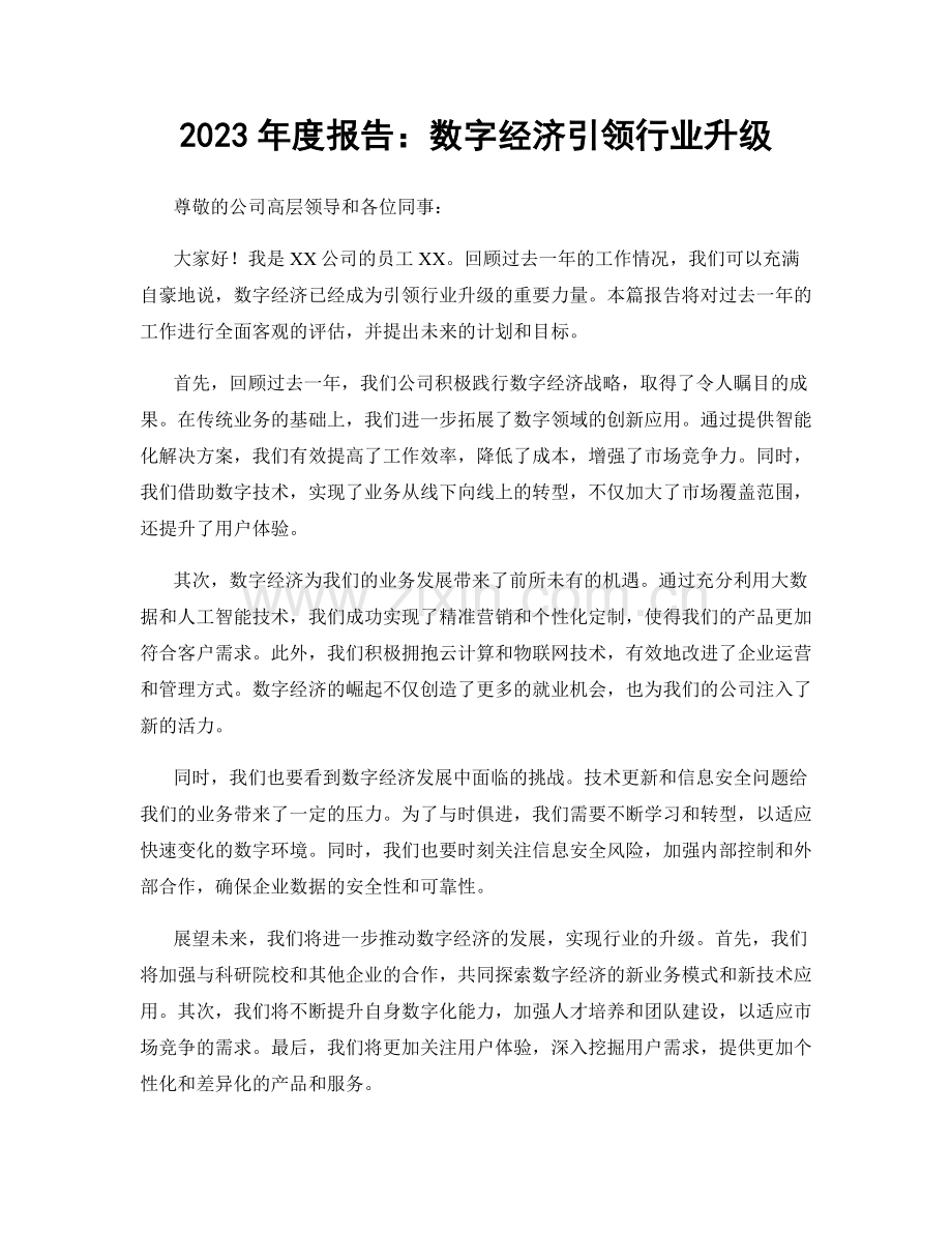 2023年度报告：数字经济引领行业升级.docx_第1页