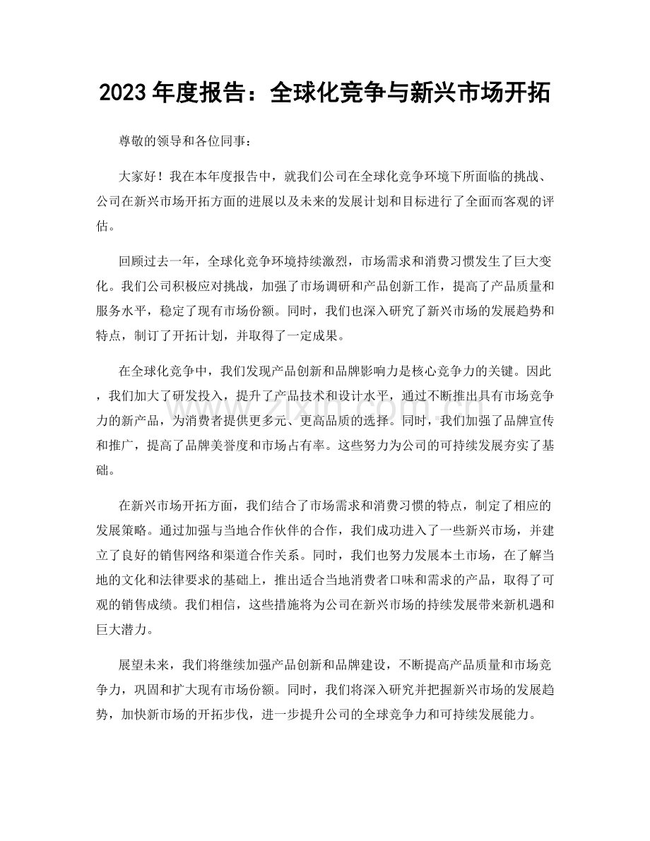 2023年度报告：全球化竞争与新兴市场开拓.docx_第1页